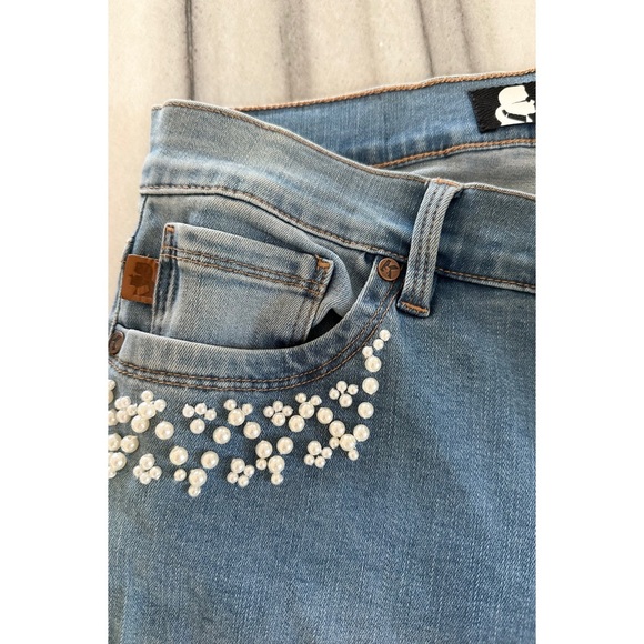 Karl Lagerfield Pearl Embellished Denim Skinny Jeans Size 4 NEW - Picture 7 of 9